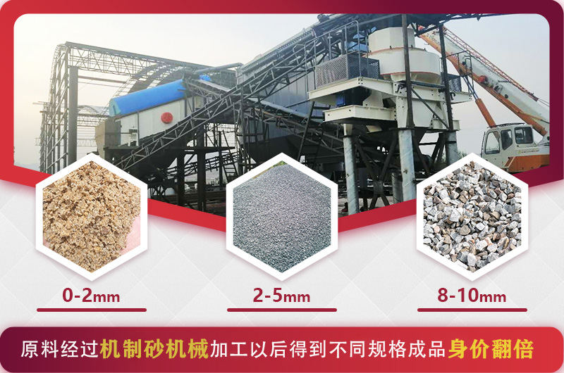 機制砂機械可以加工不同規格的石料